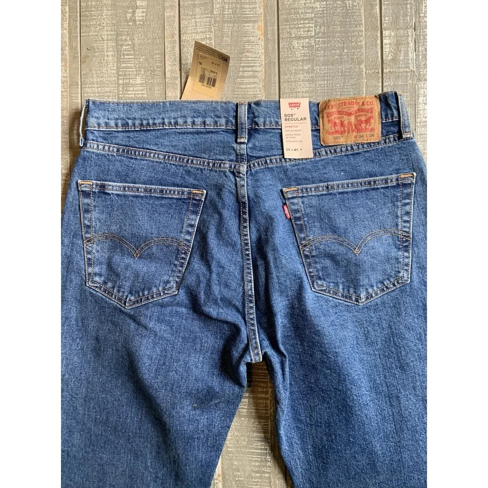LEVI'S‎ 505™ Regular Fit Men's Jeans, Dark 34x36 - Dark Wash NEW NWT Stretch